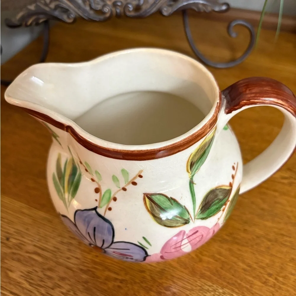 Vintage Floral Southern Blue Ridge Pottery Pitcher